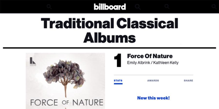 Screenshot of the Billboard chart showing "Force of Nature" at No. 1