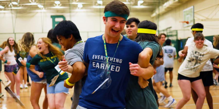 Students participating in "Bruiser Games" during Baylor Line Camp