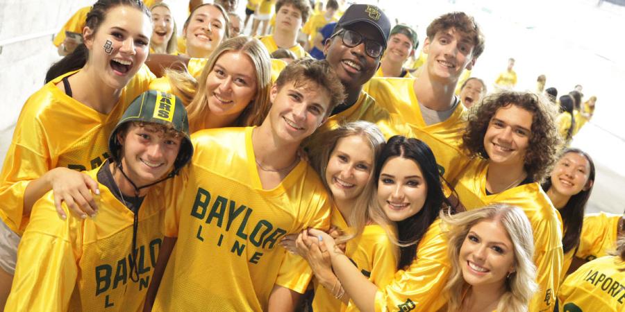 Baylor freshmen in Line jerseys pose together