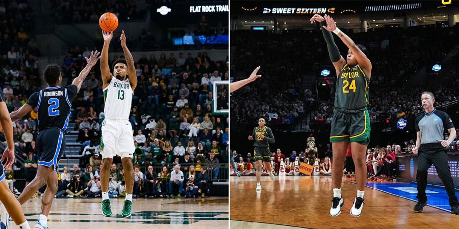 Langston Love and Sarah Andrews shooting 3-pointers