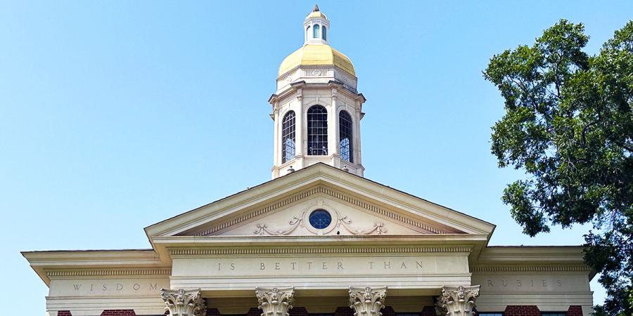 Scripture on Pat Neff Hall: 'For wisdom is better than rubies'