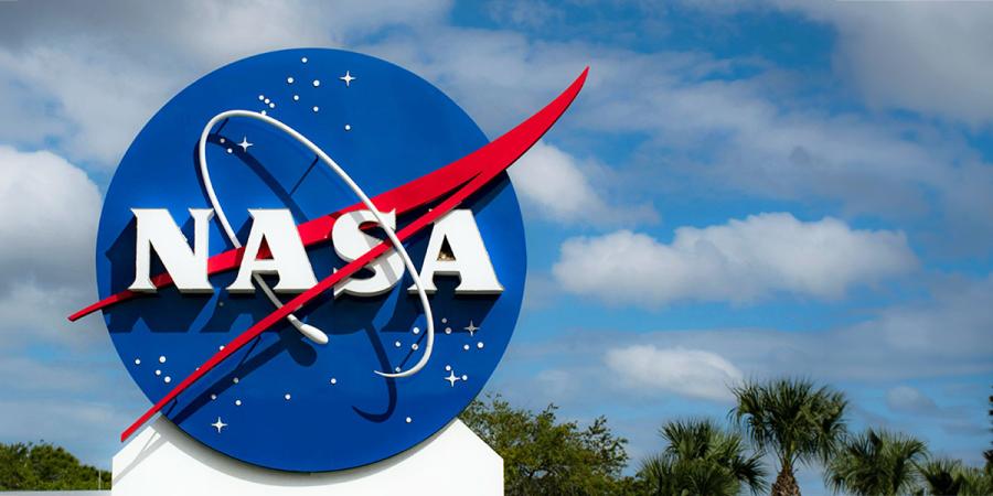 NASA sign against a blue sky