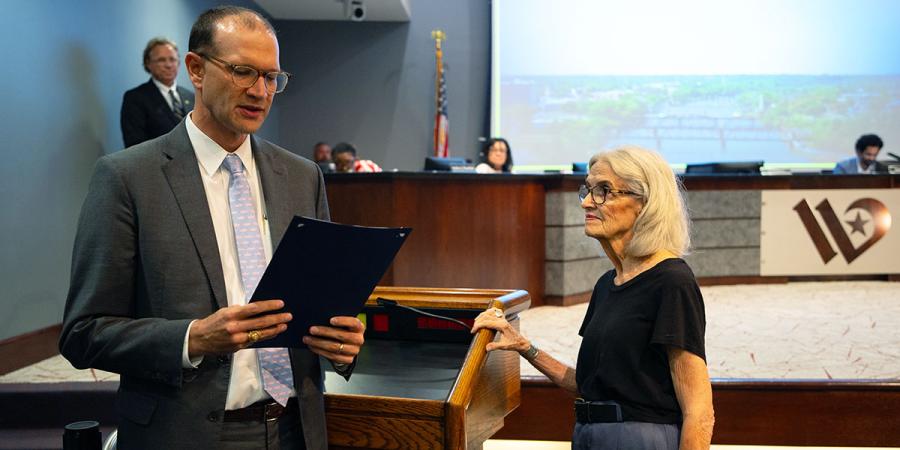 Carol Perry being honored by the City of Waco