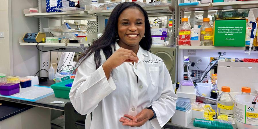 Greatness Adewumi in a research lab