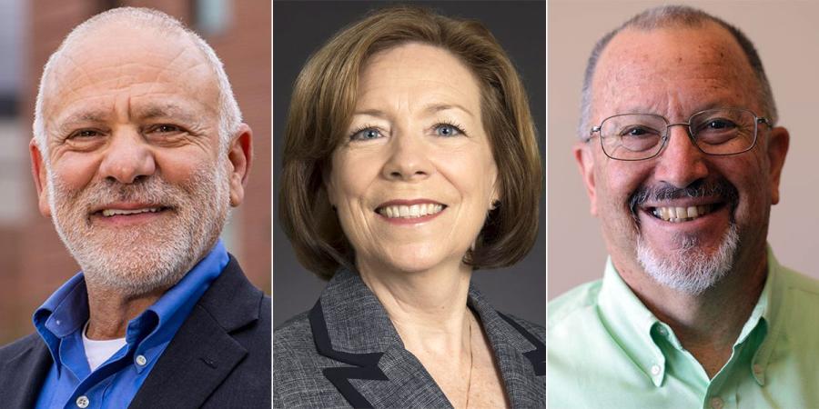 L-R, portrait photos of Gary Carini, Linda Plank and Joe Yelderman