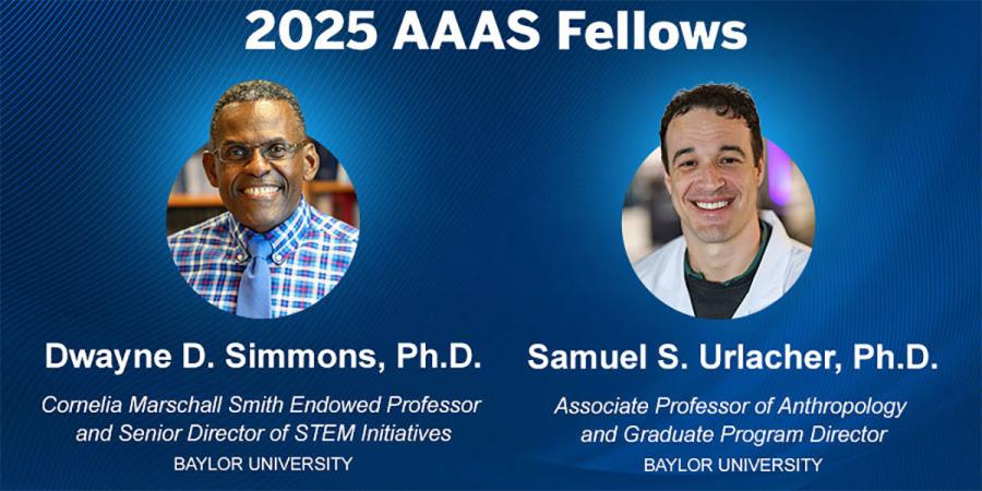Graphic featuring 2025 AAAS Fellows Dwayne Simmons and Samuel Urlacher
