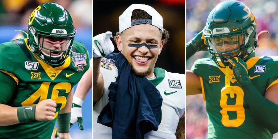 Pictured left-to-right: Ross Matiscik, Terrel Bernard and Jalen Pitre during their time at Baylor